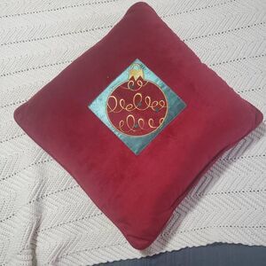 Christmas Ornament Red/Burgundy Throw Pillow